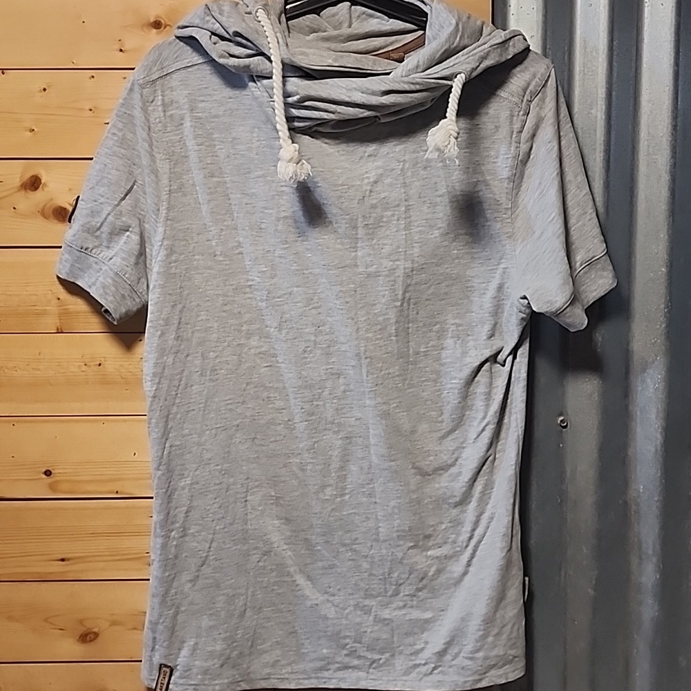 Naketano Women's Small Gray Asymmetrical Funnel Neck
